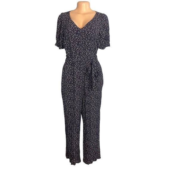 Talbots Floral Print Blue Jumpsuit Short Sleeve - Picture 3 of 11